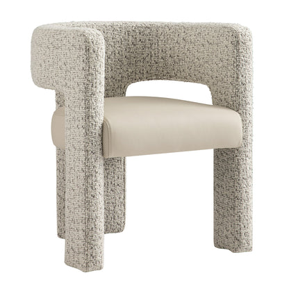 Chaise de salle à manger Greenwich Taupe Boucle et siège en similicuir beige