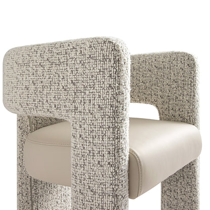 Chaise de salle à manger Greenwich Taupe Boucle et siège en similicuir beige