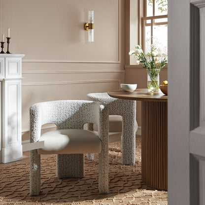 Chaise de salle à manger Greenwich Taupe Boucle et siège en similicuir beige