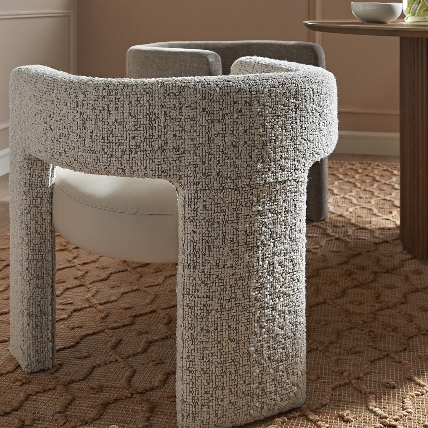 Chaise de salle à manger Greenwich Taupe Boucle et siège en similicuir beige