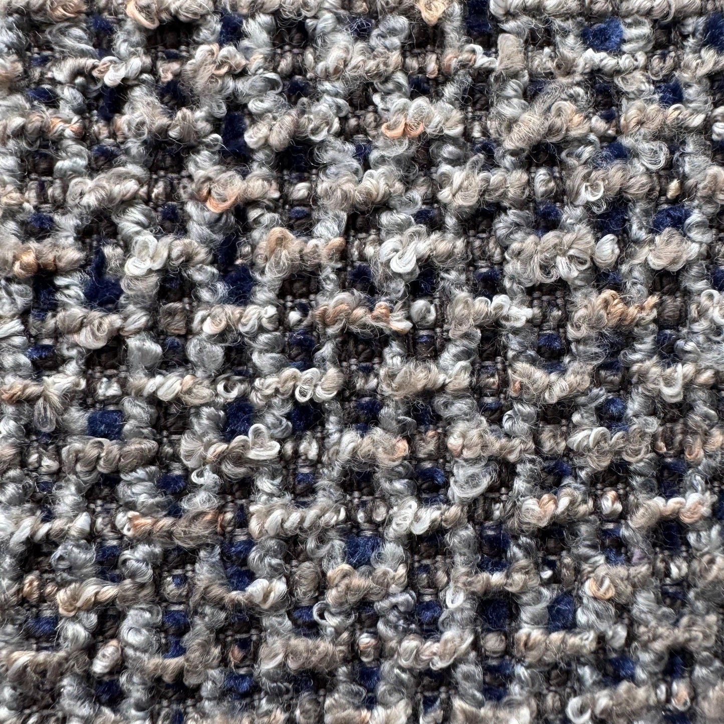 Chaise de salle à manger en tissu texturé gris et bleu Greenwich et assise en similicuir gris