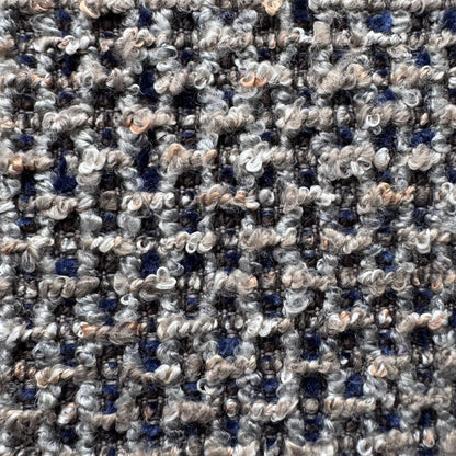 Chaise de salle à manger en tissu texturé gris et bleu Greenwich et assise en similicuir gris