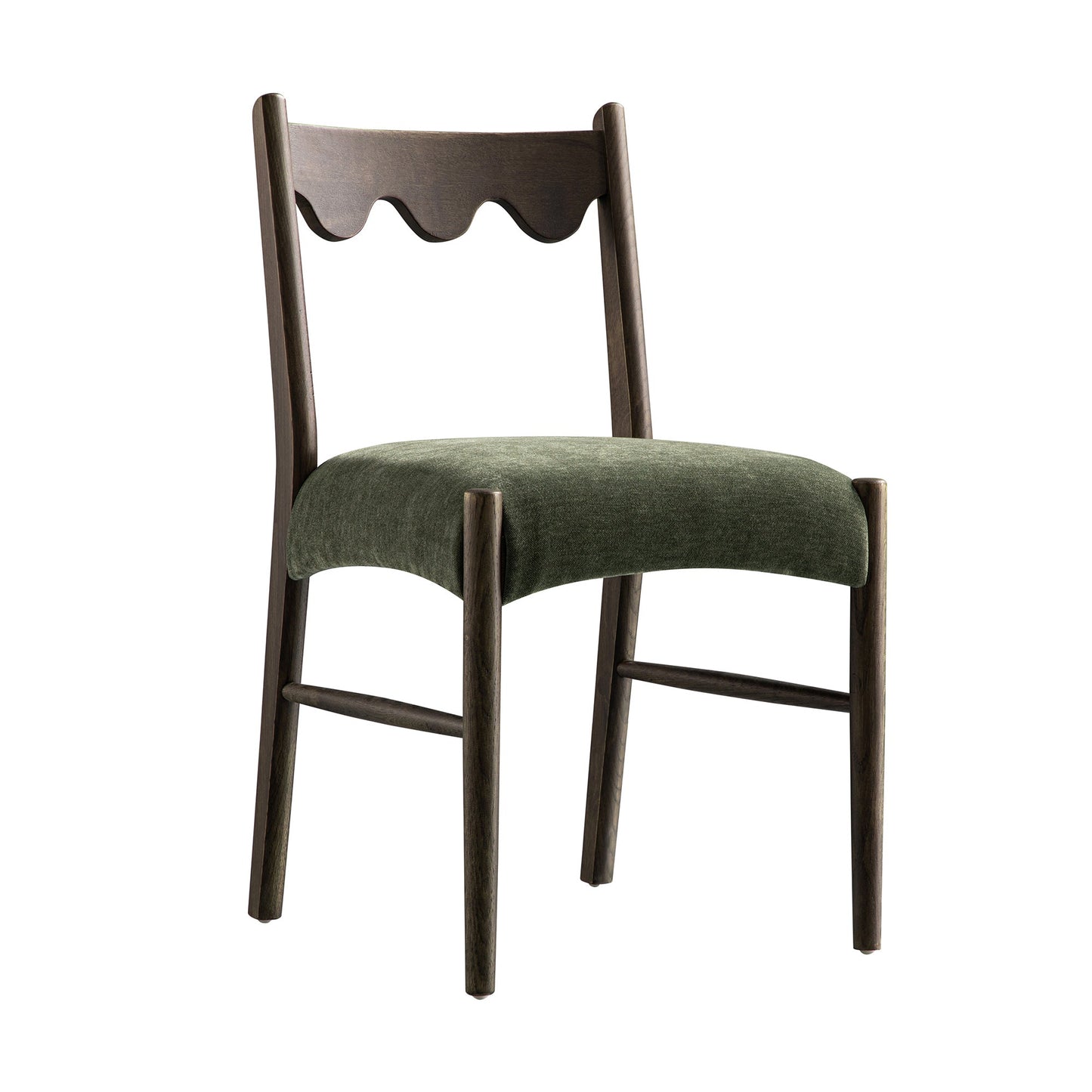 Ensemble de 2 chaises de salle à manger Ludlow, chenille vert forêt | Noyer foncé