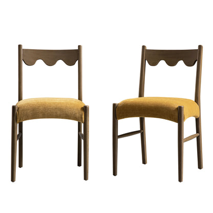 Ensemble de 2 chaises de salle à manger Ludlow, chenille miel épicé | Chêne argenté