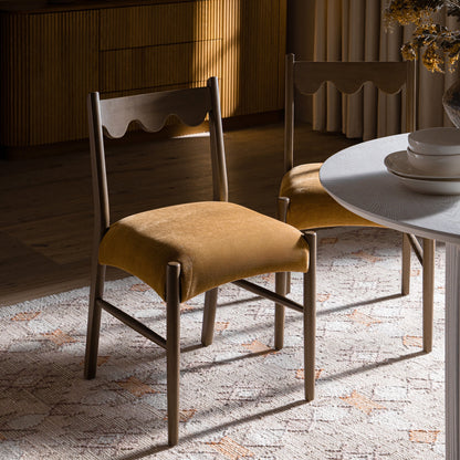 Ensemble de 2 chaises de salle à manger Ludlow, chenille miel épicé | Chêne argenté