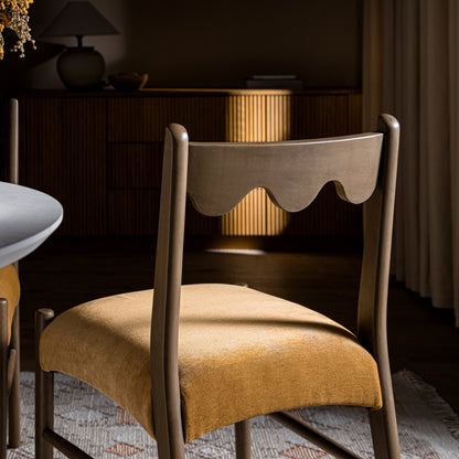 Ensemble de 2 chaises de salle à manger Ludlow, chenille miel épicé | Chêne argenté