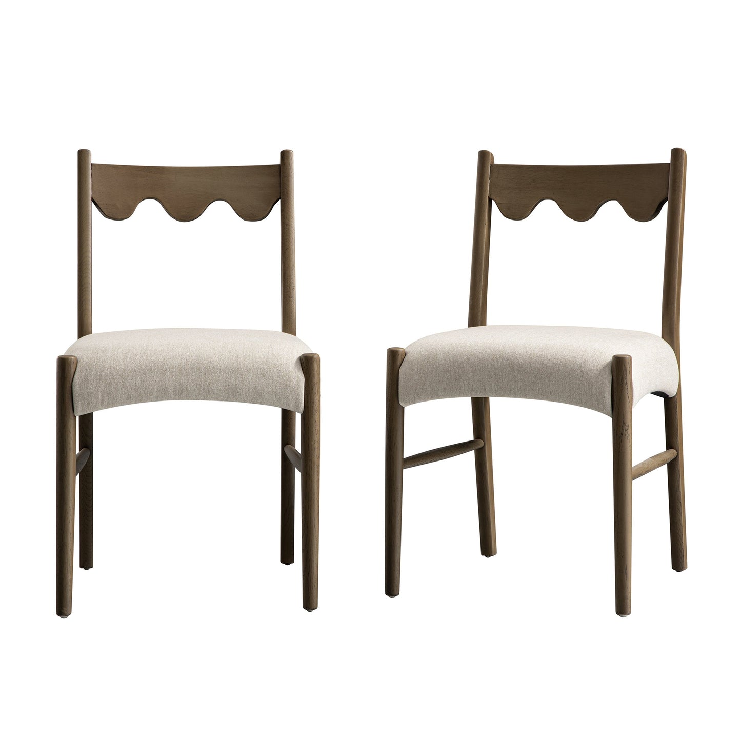 Ensemble de 2 chaises de salle à manger Ludlow, tissu avoine | Cadre en chêne argenté