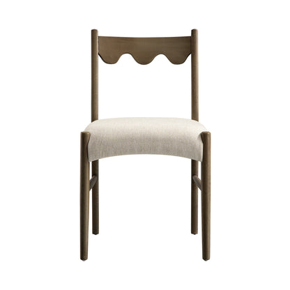 Ensemble de 2 chaises de salle à manger Ludlow, tissu avoine | Cadre en chêne argenté