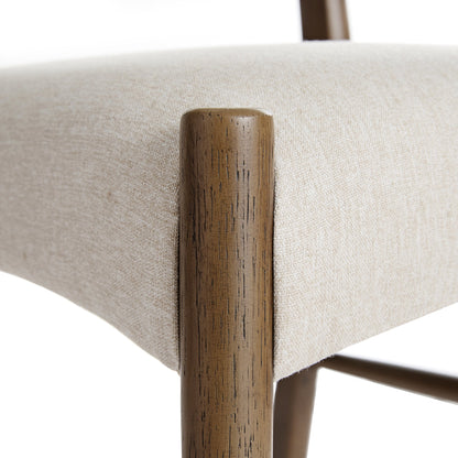 Ensemble de 2 chaises de salle à manger Ludlow, tissu avoine | Cadre en chêne argenté