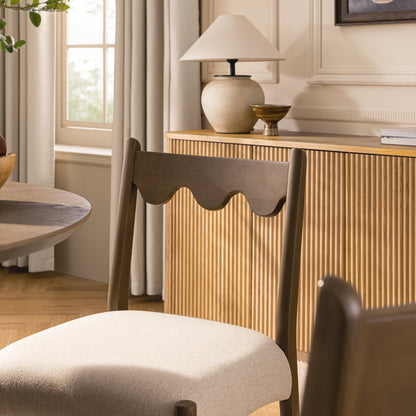 Ensemble de 2 chaises de salle à manger Ludlow, tissu avoine | Cadre en chêne argenté