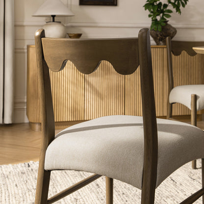 Ensemble de 2 chaises de salle à manger Ludlow, tissu avoine | Cadre en chêne argenté