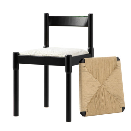 Chaise de salle à manger 2 en 1 Minley, noir mat