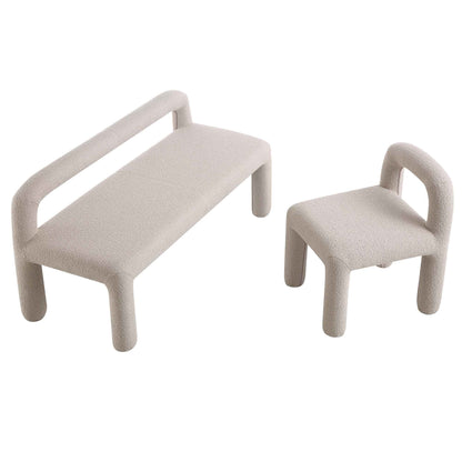 Banc de salle à manger 3 places Libby Taupe clair Boucle