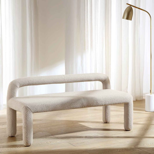 Banc de salle à manger 3 places Libby Taupe clair Boucle