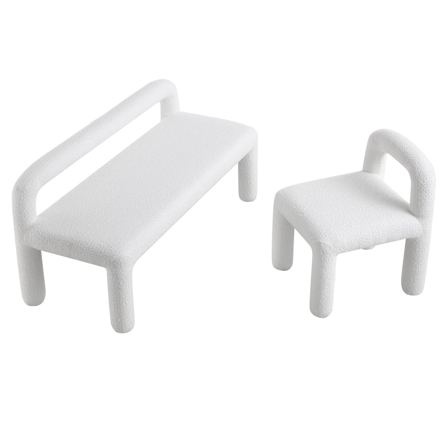 Banc de salle à manger 3 places Libby Light White Boucle