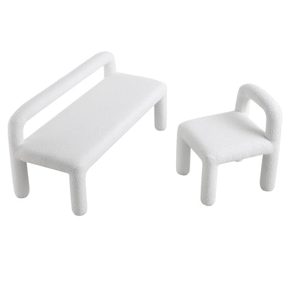 Banc de salle à manger 3 places Libby Light White Boucle