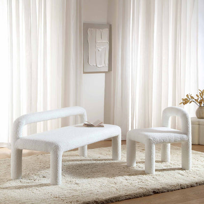 Banc de salle à manger 3 places Libby Light White Boucle