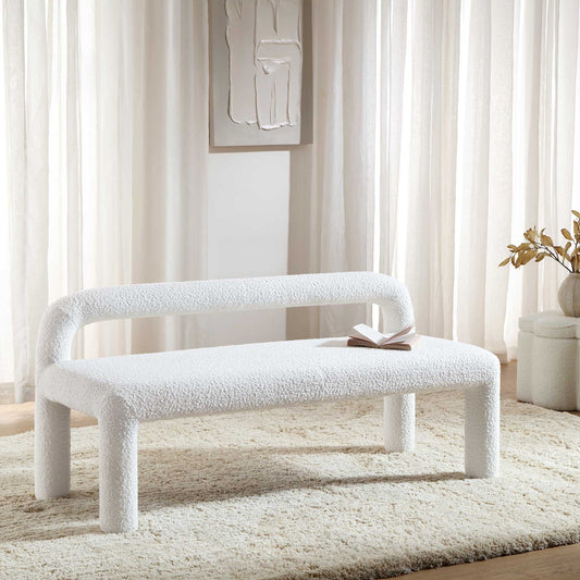 Banc de salle à manger 3 places Libby Light White Boucle