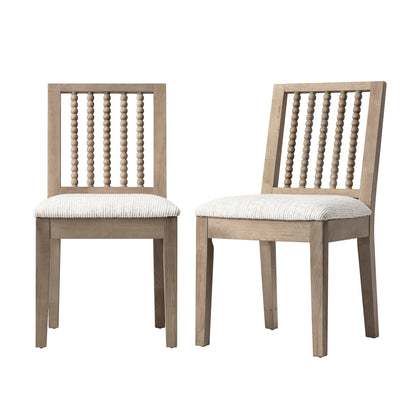 Ensemble de 2 chaises de salle à manger Hemingford en chêne lavé, tissu texturé beige et fuseau