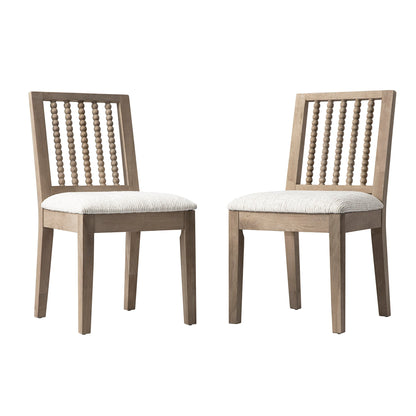 Ensemble de 2 chaises de salle à manger Hemingford en chêne lavé, tissu texturé beige et fuseau