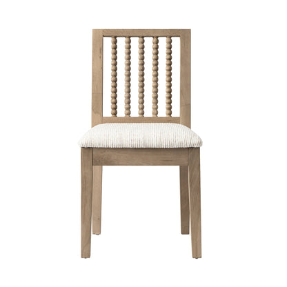 Ensemble de 2 chaises de salle à manger Hemingford en chêne lavé, tissu texturé beige et fuseau