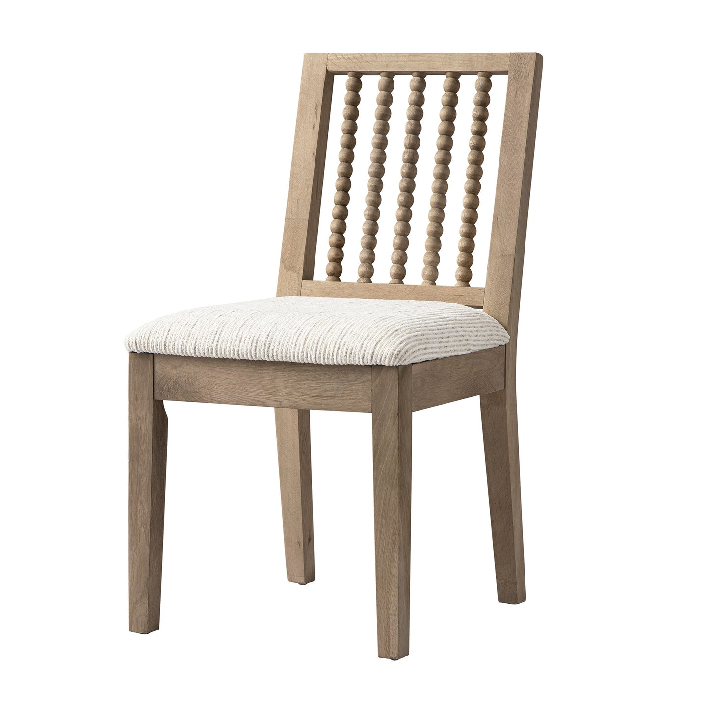 Ensemble de 2 chaises de salle à manger Hemingford en chêne lavé, tissu texturé beige et fuseau