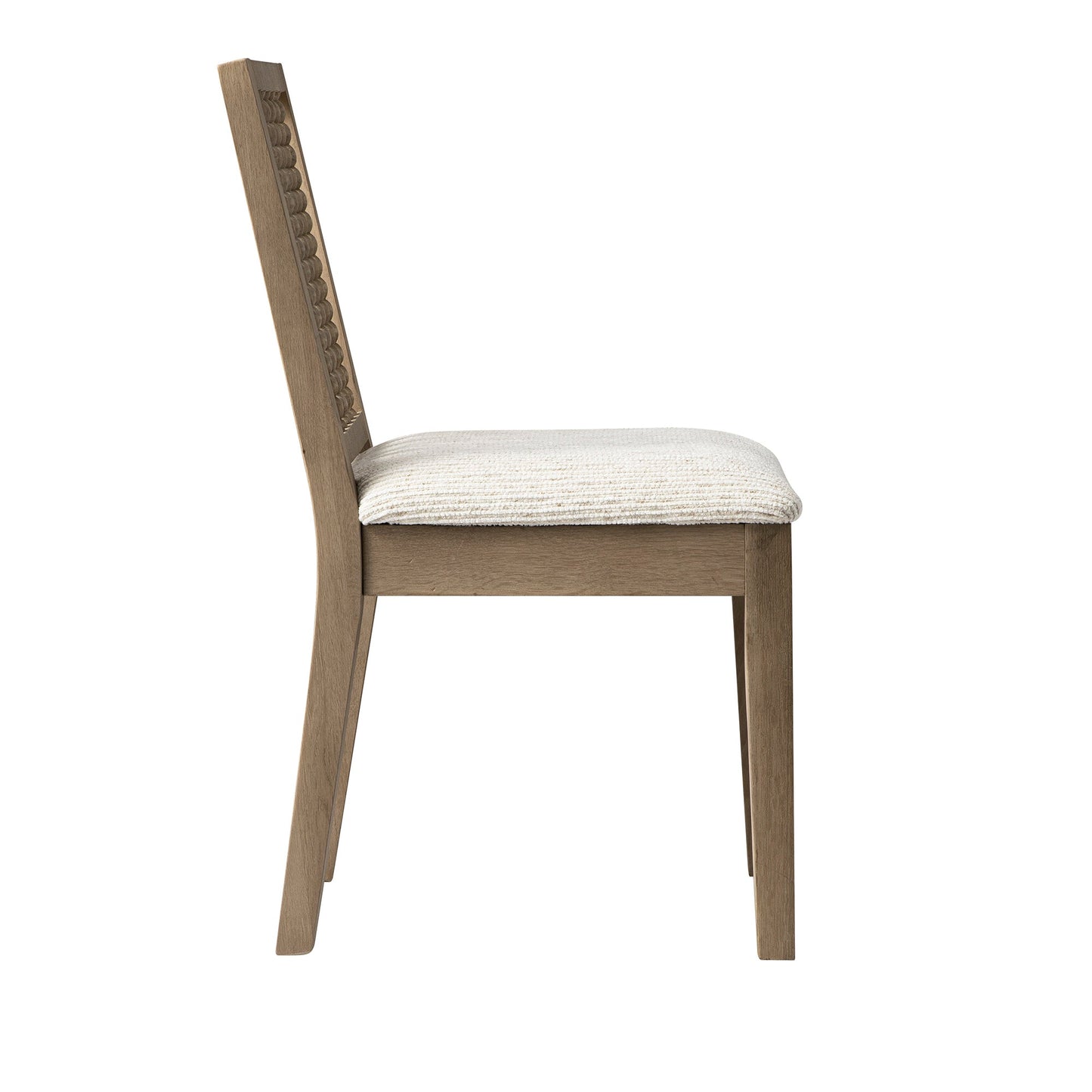 Ensemble de 2 chaises de salle à manger Hemingford en chêne lavé, tissu texturé beige et fuseau