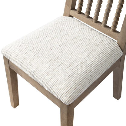 Ensemble de 2 chaises de salle à manger Hemingford en chêne lavé, tissu texturé beige et fuseau