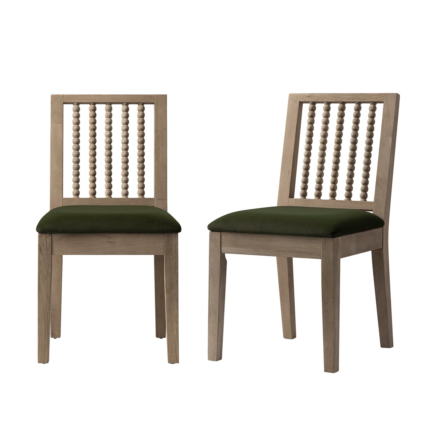 Ensemble de 2 chaises de salle à manger Hemingford en velours vert mousse et chêne lavé