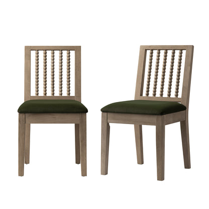 Ensemble de 2 chaises de salle à manger Hemingford en velours vert mousse et chêne lavé