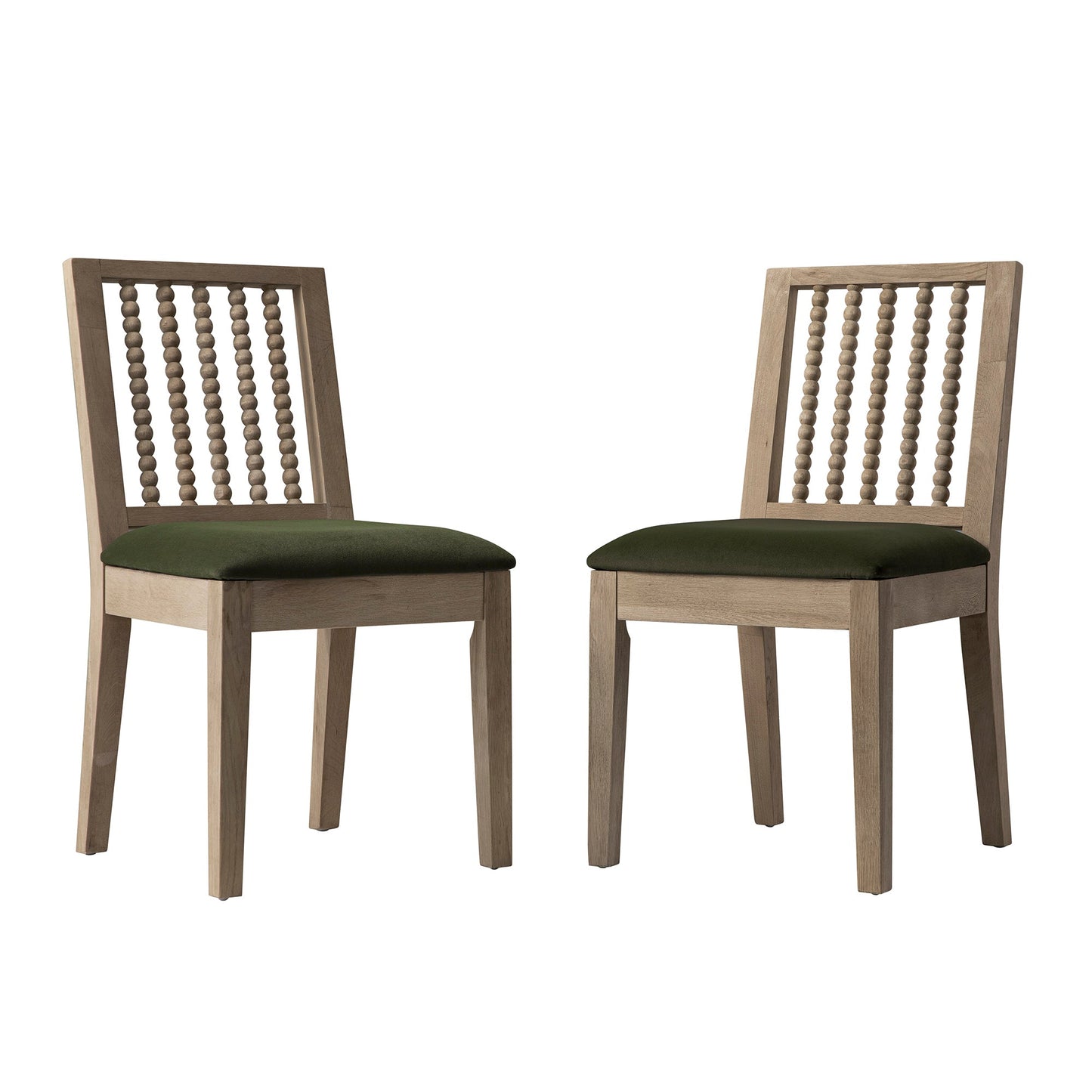 Ensemble de 2 chaises de salle à manger Hemingford en velours vert mousse et chêne lavé