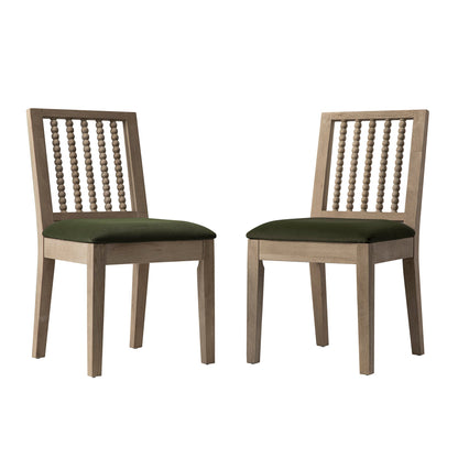 Ensemble de 2 chaises de salle à manger Hemingford en velours vert mousse et chêne lavé
