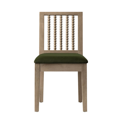 Ensemble de 2 chaises de salle à manger Hemingford en velours vert mousse et chêne lavé