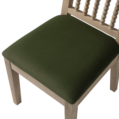 Ensemble de 2 chaises de salle à manger Hemingford en velours vert mousse et chêne lavé