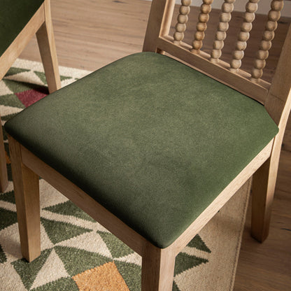 Ensemble de 2 chaises de salle à manger Hemingford en velours vert mousse et chêne lavé