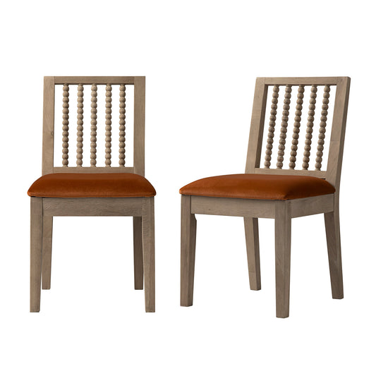 Ensemble de 2 chaises de salle à manger Hemingford en velours rouille et chêne lavé
