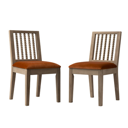 Ensemble de 2 chaises de salle à manger Hemingford en velours rouille et chêne lavé