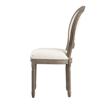 Ensemble de 2 chaises de salle à manger classiques en chêne patiné Lainston, tissu texturé beige