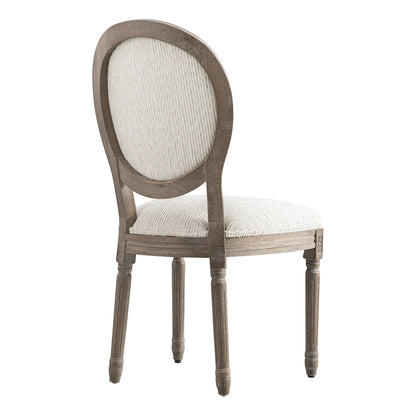Ensemble de 2 chaises de salle à manger classiques en chêne patiné Lainston, tissu texturé beige