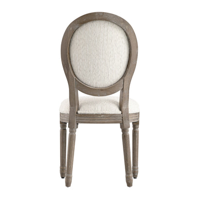 Ensemble de 2 chaises de salle à manger classiques en chêne patiné Lainston, tissu texturé beige