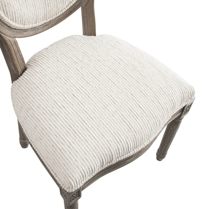 Ensemble de 2 chaises de salle à manger classiques en chêne patiné Lainston, tissu texturé beige