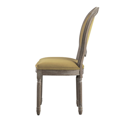 Ensemble de 2 chaises de salle à manger classiques en chêne patiné Lainston, velours caramel