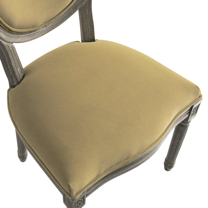 Ensemble de 2 chaises de salle à manger classiques en chêne patiné Lainston, velours caramel