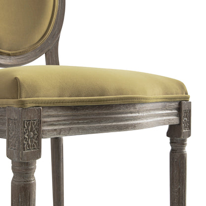 Ensemble de 2 chaises de salle à manger classiques en chêne patiné Lainston, velours caramel