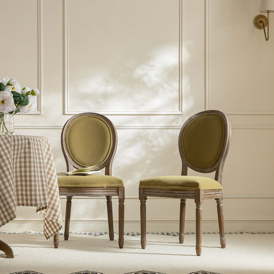 Ensemble de 2 chaises de salle à manger classiques en chêne patiné Lainston, velours caramel