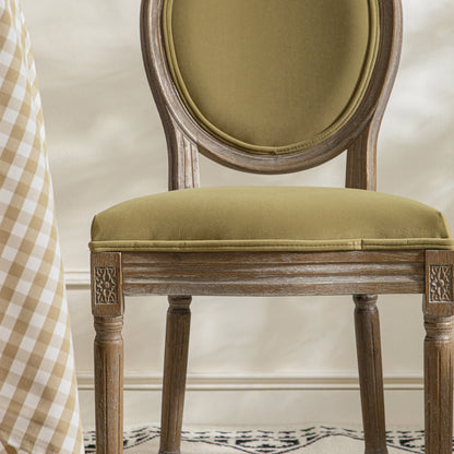 Ensemble de 2 chaises de salle à manger classiques en chêne patiné Lainston, velours caramel