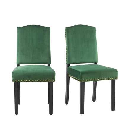 Ensemble de 2 chaises de salle à manger en velours vert pin Draycott