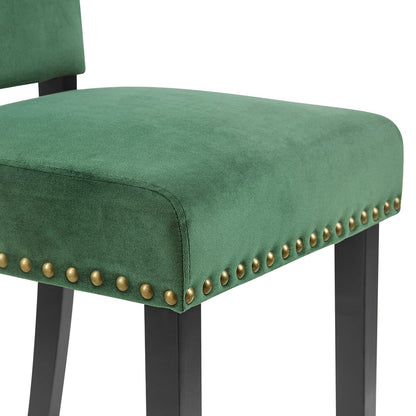 Ensemble de 2 chaises de salle à manger en velours vert pin Draycott