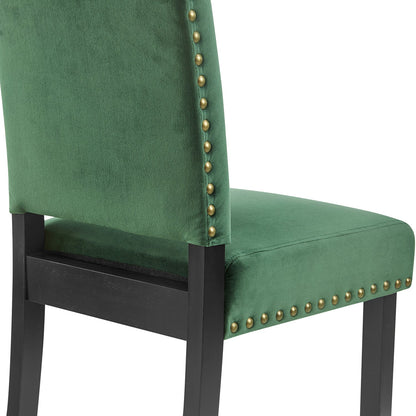 Ensemble de 2 chaises de salle à manger en velours vert pin Draycott