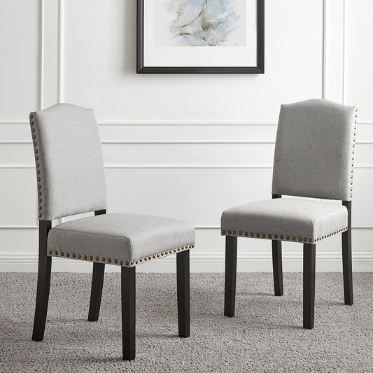 Ensemble de 2 chaises de salle à manger en tissu gris Draycott